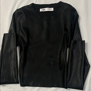 Zara Elegant Black Satin Blouse